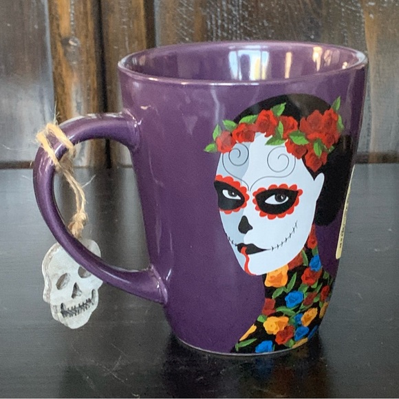 Day of the Dead Sugar Skull Woman Floral Mug - Picture 7 of 9